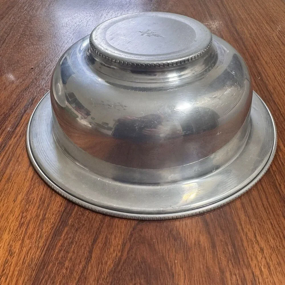 Vintage BW Buenilum Aluminum Covered Bowl Casserole Serving Dish Crimped Edge 9